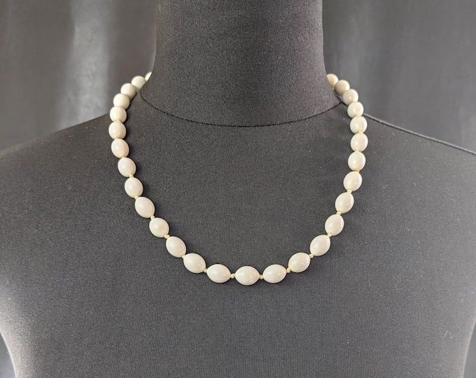 Lovely Vintage Hand-knotted Milk Colour Beads Necklace  by Triafri Jewellery