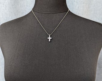 Lovely Jewellery Silver-tone Little Crystal Cross Pendant  Necklace
