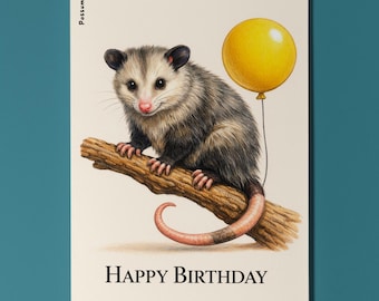 Animal Hugs Series Possum Awesome & Wild Happy Birthday Card Premium quality Greeting Card and  Envelope Personalised Marsupial Gift Opossum