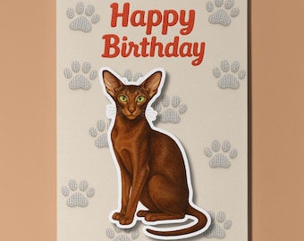 Oriental Cat Breeds - Pop Pets 3D Collection Happy Birthday Card - Funny Animal  - Premium Quality Greeting Card Envelope Personalised card