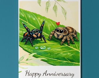 Funny Animals Collection – Jumping Spider Happy Anniversary Card - Premium Greeting Card &  Envelope - Personalised - Couples Girlfriend