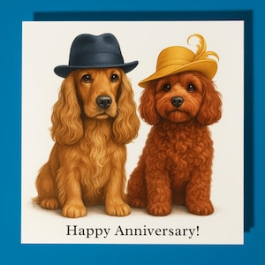Cocker anglais Cavapoo - carte de joyeux anniversaire drôle d'animal - carte de voeux premium et enveloppe - carte personnalisée mari couple