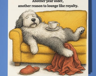 Fine Art Funnies Collection - Sheepdog - Happy Birthday Card - Premium Greeting Card and Envelope - Personalised funny card - Friend Family