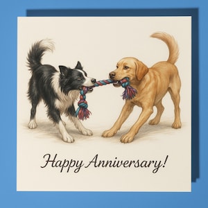 Border Collie e Labrador - Biglietto di auguri per l'anniversario di buon compleanno con animali divertenti - Biglietto di auguri premium e busta - Biglietto di auguri personalizzato per cani