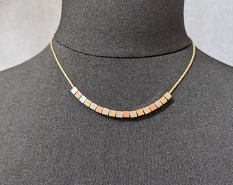 Lovely Vintage Jewellery Silver Сopper and Gold-tone Chain Necklace
