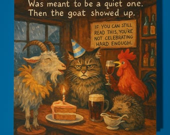 Birthday Cat - Happy Birthday Card - Funny Animal - Premium Greeting Card Envelope - Personalised Dog card - sister daughter friend Dad