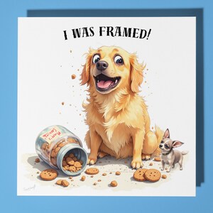 Labrador Retriever Sono stato incorniciato - Biglietto per tutte le occasioni - Animale divertente - Biglietto di auguri premium e busta - Biglietto personalizzato per cani - Figlio Sorella