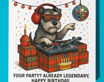 Scottish collection - Schnauzer - Happy Birthday Card - Premium Greeting Card & Envelope - Personalised funny dog card - Friend Family