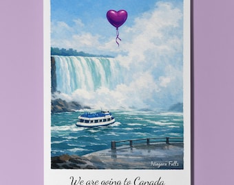 We are going to Canada - Niagara Falls Card - Premium Greeting Card & Envelope - Personalised City - Friend Girlfriend Wife Family members