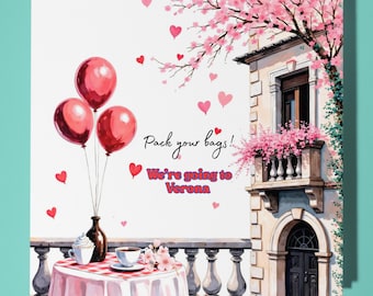 Pack your bags! We are going to Verona! Surprise Card - Funny Premium Greeting Card Envelope - Personalised card - Couple Family Friend