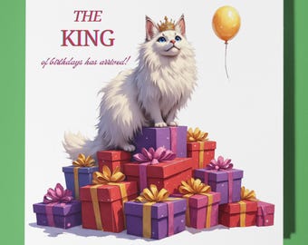 Maine Coon cat  Happy Birthday Card - Funny Animal - Premium Greeting Card & Envelope - Personalised Cat card - grandson daughter son mum