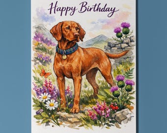 Vizsla dog: Elegant hunter and loyal friend Happy Birthday Card Funny Animal Premium Greeting Card Envelope Personalised card Dog Breeds