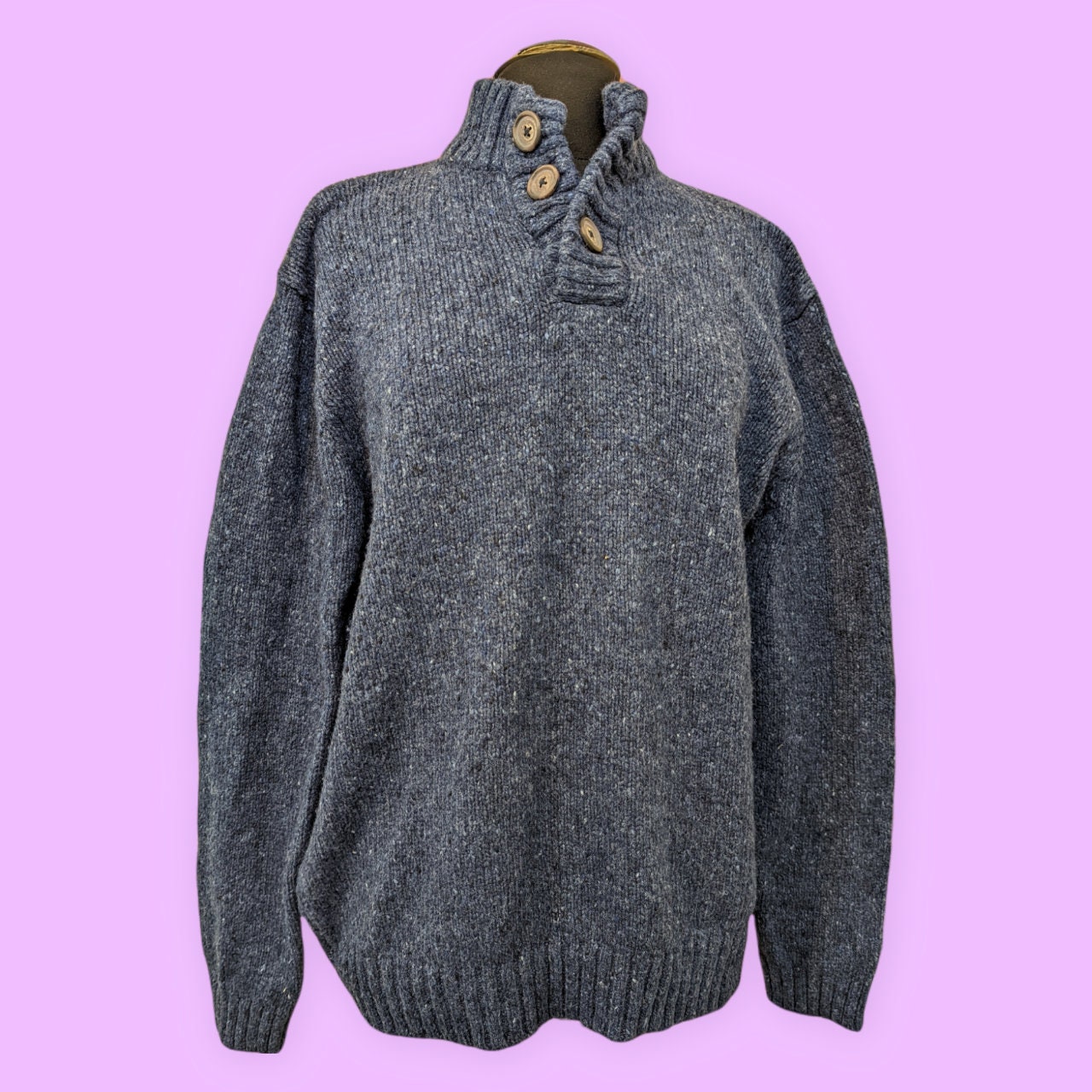 Lovely Blue Colour John Lewis Men Jumper 55% Merino Wool Size L