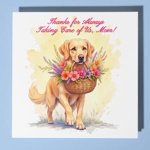 Golden Retriever Biglietto per la festa della mamma Biglietto - Animale divertente - Biglietto di auguri premium e busta - Biglietto personalizzato per cani - Mamma Madre