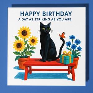 Black Cat: een dag die net zo opvallend is als jij! - Fijne verjaardagskaart - Premium wenskaart en envelop - Gepersonaliseerde grappige kattenkaart - Vriend