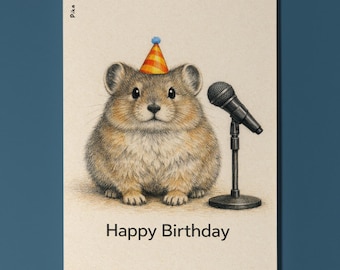 Animal Hugs Series Pika: Tiny mountain singer Happy Birthday Card  Premium Greeting Card Envelope Personalised Friends Family members