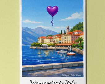 We are going to Italy - Bellagio - Lake Como Card - Premium Greeting Card Envelope - Personalised - Friend Girlfriend Wife Husband
