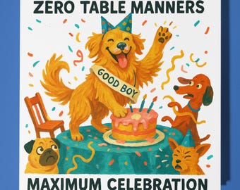 Birthday Dogs - Happy Birthday Card - Funny Animal - Premium Greeting Card Envelope - Personalised dog  funny card - family friend Dad Mum