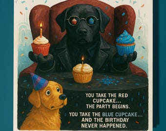 MatRex - Movie Parody - Happy Birthday Card - Funny Animal Premium Greeting Card Envelope Personalised Dog card - Dad Mum Grandma Family