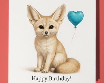 Animal Hugs Collection - The Listening Unit - Fennec Fox - Birthday Card - Funny Animal - Premium Greeting Card Envelope - Personalised card