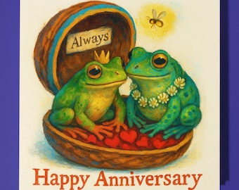 Frogs - Always - Happy Anniversary Card  Funny Animal - Premium Greeting Card & Envelope - Personalised card - Husband Couple