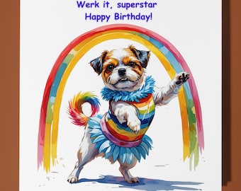 Shih Tzu dog LGBTQ+ Happy Birthday Card - Funny Animal - Premium Greeting Card & Envelope - Personalised Dog card - Friend Sister