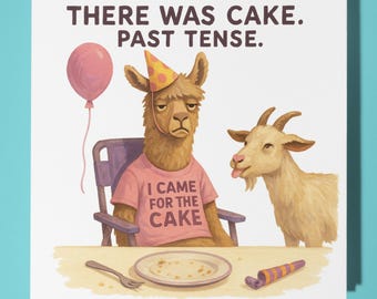 Birthday Llama - Happy Birthday Card - Funny Animal - Premium Greeting Card & Envelope - Personalised  funny card - family friend Dad Sister