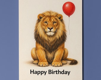 Animal Hugs Collection Lion's Birthday Roar Happy Birthday Card  Premium Greeting Card and Envelope Personalised - Friends Family members
