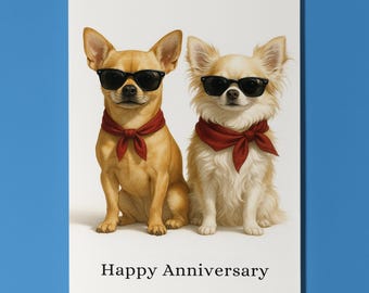Dog Breeds Collection -  Chihuahua Dogs Duo - Anniversary Card - Funny Animal - Premium Greeting Card Envelope - Personalised card - Couples