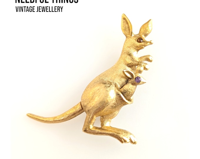 Enchanted Kangaroo and Joey: A Magical, Movable AVON Jewellery Crystal Brooch