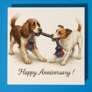 Spaniel inglese e Jack Russell Terrier - Biglietto di auguri di buon anniversario - Animale divertente - Biglietto di auguri premium e busta - Biglietto personalizzato