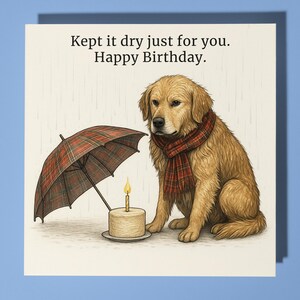 Colección escocesa - Golden Retriever - Tarjeta de feliz cumpleaños - Tarjeta de felicitación premium y sobre - Tarjeta divertida personalizada para perro - Amigo