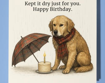 Scottish collection - Golden Retriever - Happy Birthday Card - Premium Greeting Card & Envelope - Personalised funny dog card - Friend