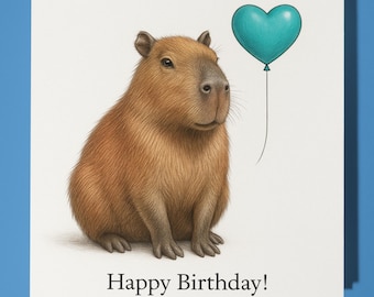 Animal Hugs Collection - Birthday Mood: Capybara - Happy Birthday Card - Funny Animal - Premium Greeting Card & Envelope - Personalised card