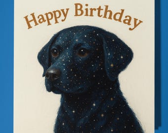 Cosmic Dog Space and Stars - Happy Birthday Card - Funny Animal - Premium Greeting Card Envelope - Personalised funny card - friend family