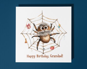 Handmade Funny spider grandfather! Happy Birthday, Grandad! Card Funny Animal Card Animal Lovers Premium Greeting Card Envelope
