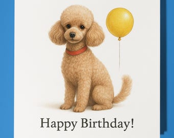 Dog Breeds Collection - Toy Poodle Dog - Happy Birthday Card - Funny Animal - Premium Greeting Card & Envelope - Personalised card - Friend