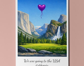 We are going to the USA - California - Yosemite Valley Card Premium Greeting Card Envelope Personalised Friends Couples Spouses Wife Husband