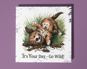 Handmade Funny dog magician Happy Birthday Have a Magical Birthday Card Funny Animal Card Animal Lovers Premium Greeting Card White Envelope