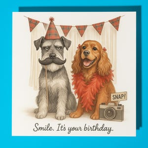 Schnauzer and Cocker Spaniel  - Happy Birthday Card - Premium Greeting Card & Envelope Personalised funny dog card - Friend Family
