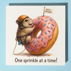 Escalada de Rosquinhas - Cartão de Feliz Aniversário - Animal Engraçado - Envelope de Cartão de Saudações Premium - Cartão Engraçado Personalizado - Amigo, Filho, Família