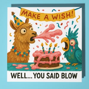 Verjaardag Alpaca Happy Birthday Card - Funny Animal - Premium wenskaart en envelop - Gepersonaliseerde grappige kaart - vriend van de familie Vader zus