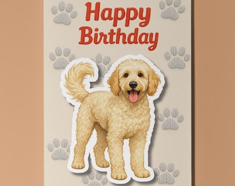 Labradoodle Dog - Pop Pets 3D Collection - Happy Birthday Card - Funny Animal Premium Quality Greeting Card and Envelope Personalised card