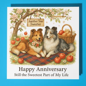 Shetland Sheepdogs - Happy Anniversary Card Funny Animal - Premium wenskaart envelop - gepersonaliseerde hondenkaart - echtgenoot vriend