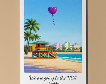 We are going to the USA - Florida - Miami Beach Card Premium Greeting Card Envelope Personalised Friends Couples Wife Husband Girlfriend