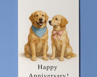 Dog Breeds Collection - Smiling Labrador Dogs - Anniversary Card - Funny Animal - Premium Greeting Card & Envelope - Personalised card