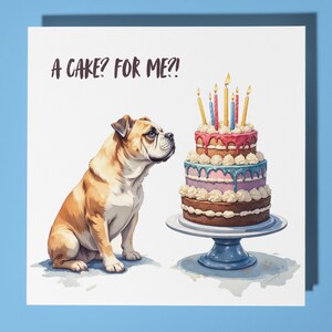 Bulldogge Hund Alles Gute zum Geburtstag Karte - Lustiges Tier - Premium Grußkarte & Umschlag - Personalisierte Hundekarte - Mama Papa Sohn Schwester Freund