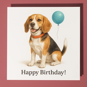 Dog Breeds Collection - Beagle Dog - Happy Birthday Card - Funny Animal - Premium Greeting Card & Envelope - Personalised Dog card - Friend