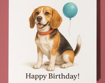 Dog Breeds Collection - Beagle Dog - Happy Birthday Card - Funny Animal - Premium Greeting Card & Envelope - Personalised Dog card - Friend