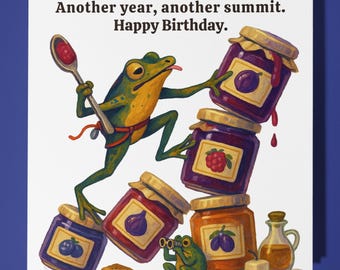 Frog climber - Another year, another summit. - Happy Birthday Card - Premium Greeting Card & Envelope - Personalised card - Friend Family